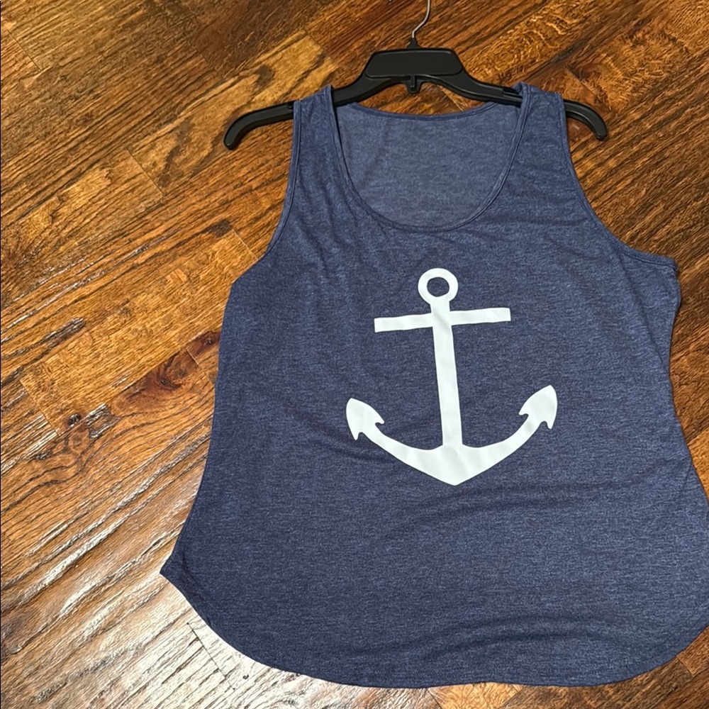 Blue and White Sleeveless Tank Top for Effortless Style